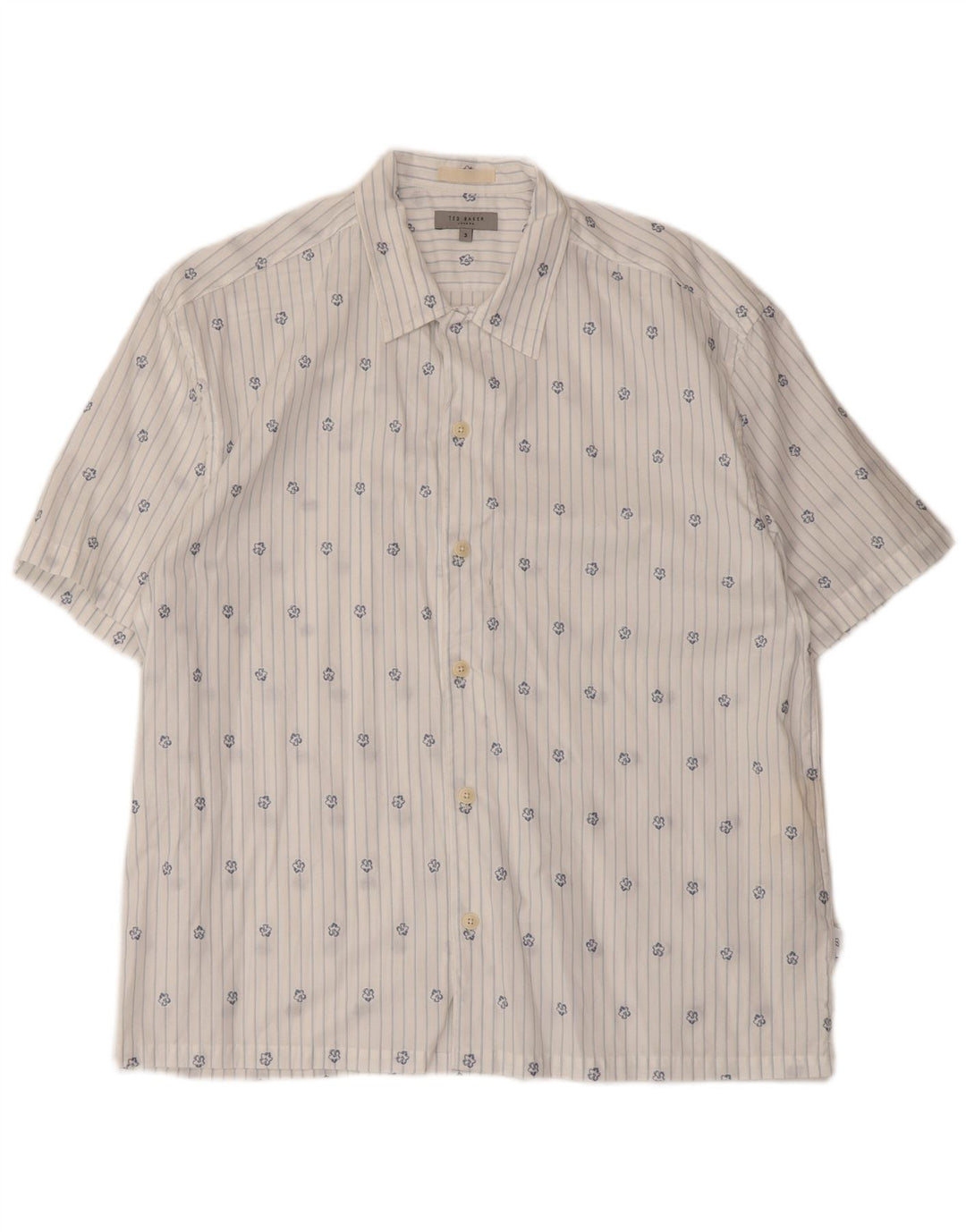 Ted Baker Chemise à manches courtes pour homme Taille 3 Coton rayé blanc moyen