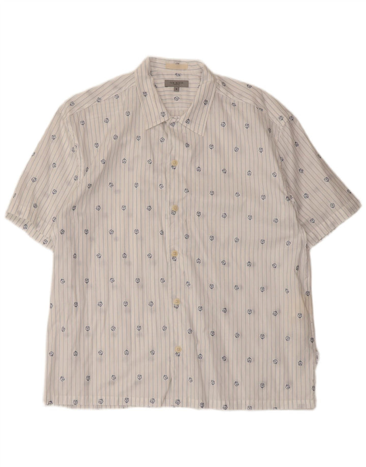 Ted Baker Chemise à manches courtes pour homme Taille 3 Coton rayé blanc moyen