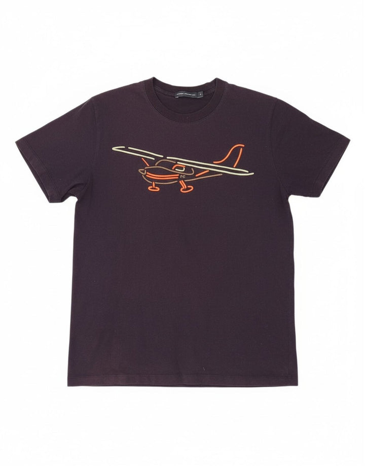 FRENCH CONNECTION Mens Graphic T-Shirt Top Small Navy Blue Cotton