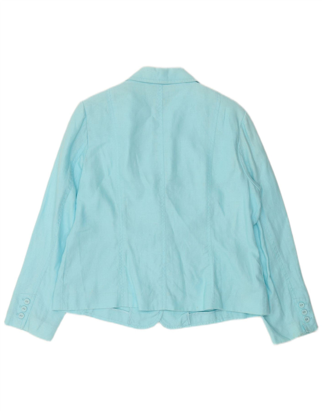 Per Una Veste Blazer 4 Boutons Femme UK 18 XL Lin Bleu