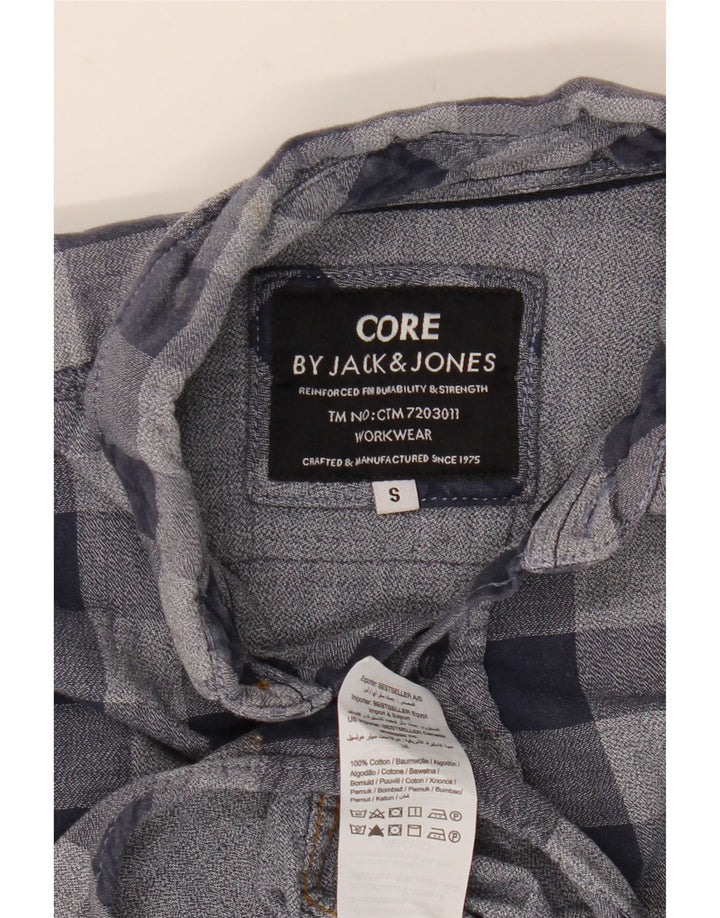 JACK & JONES Chemise Flanelle Homme Petit Carreaux Bleu Marine Coton