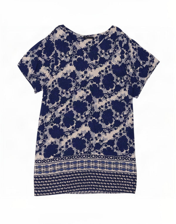 Marks & Spencer Robe droite pour femme UK 16 Grande viscose florale bleu marine