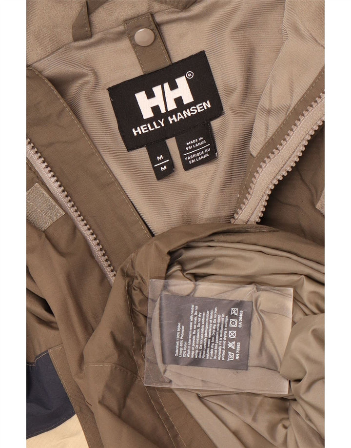 Helly Hansen Veste de pluie à capuche pour homme UK 38 Marron moyen Nylon colour block