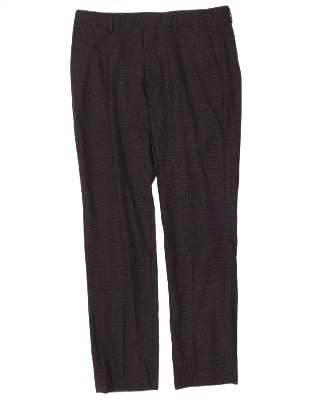BONOBOS Pantalon Chino Droit Homme W33 L32 Laine à Carreaux Bleu Marine