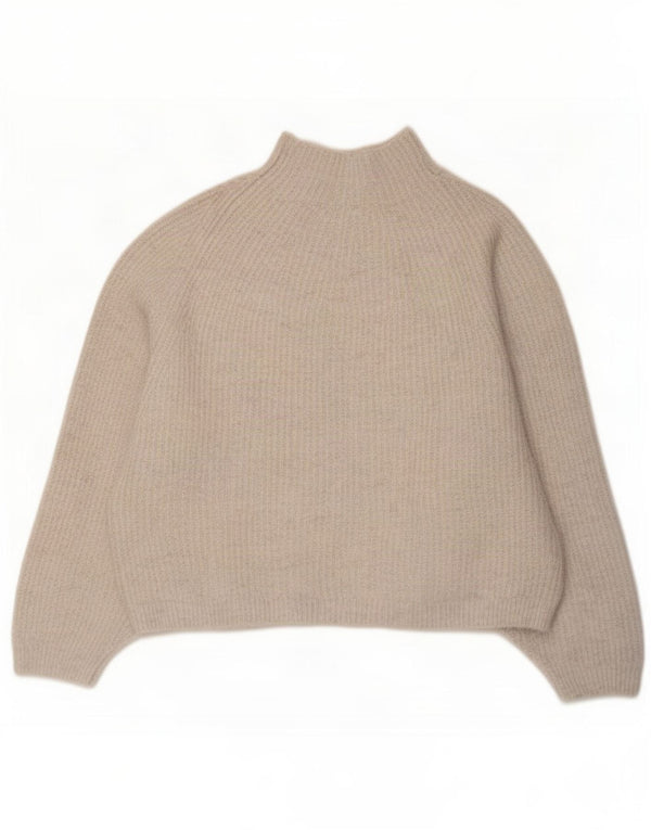 Topshop Pull à col roulé à manches 3/4 pour femme UK 10 Small Beige