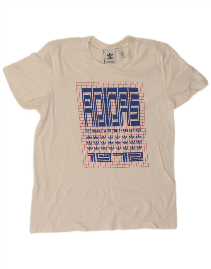 Adidas T-shirt graphique pour homme en coton blanc cassé moyen