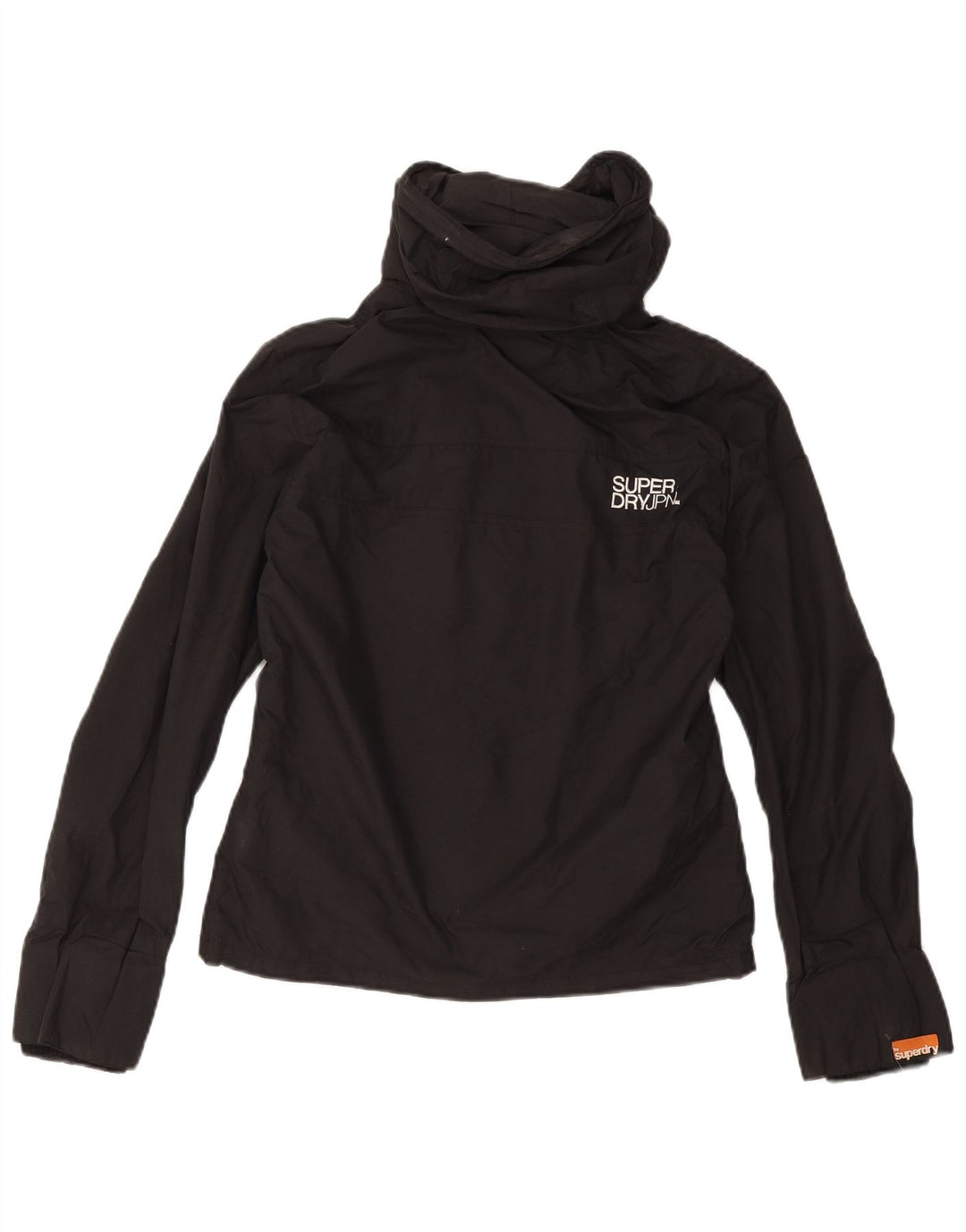 SUPERDRY Veste de pluie à capuche graphique pour femme UK 14 Nylon noir moyen