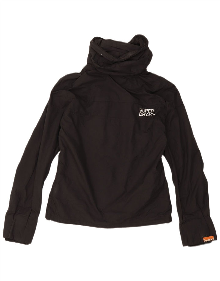 SUPERDRY Veste de pluie à capuche graphique pour femme UK 14 Nylon noir moyen