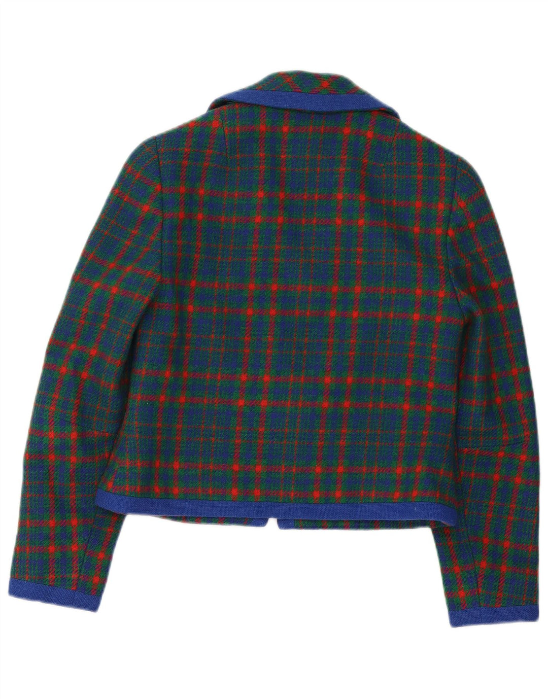 vintage Femme Blazer Veste UK 10 Petit Vert Plaid Rétro