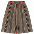 jupe trapèze femme vintage IT 42 Medium W25 Laine pied-de-poule noire