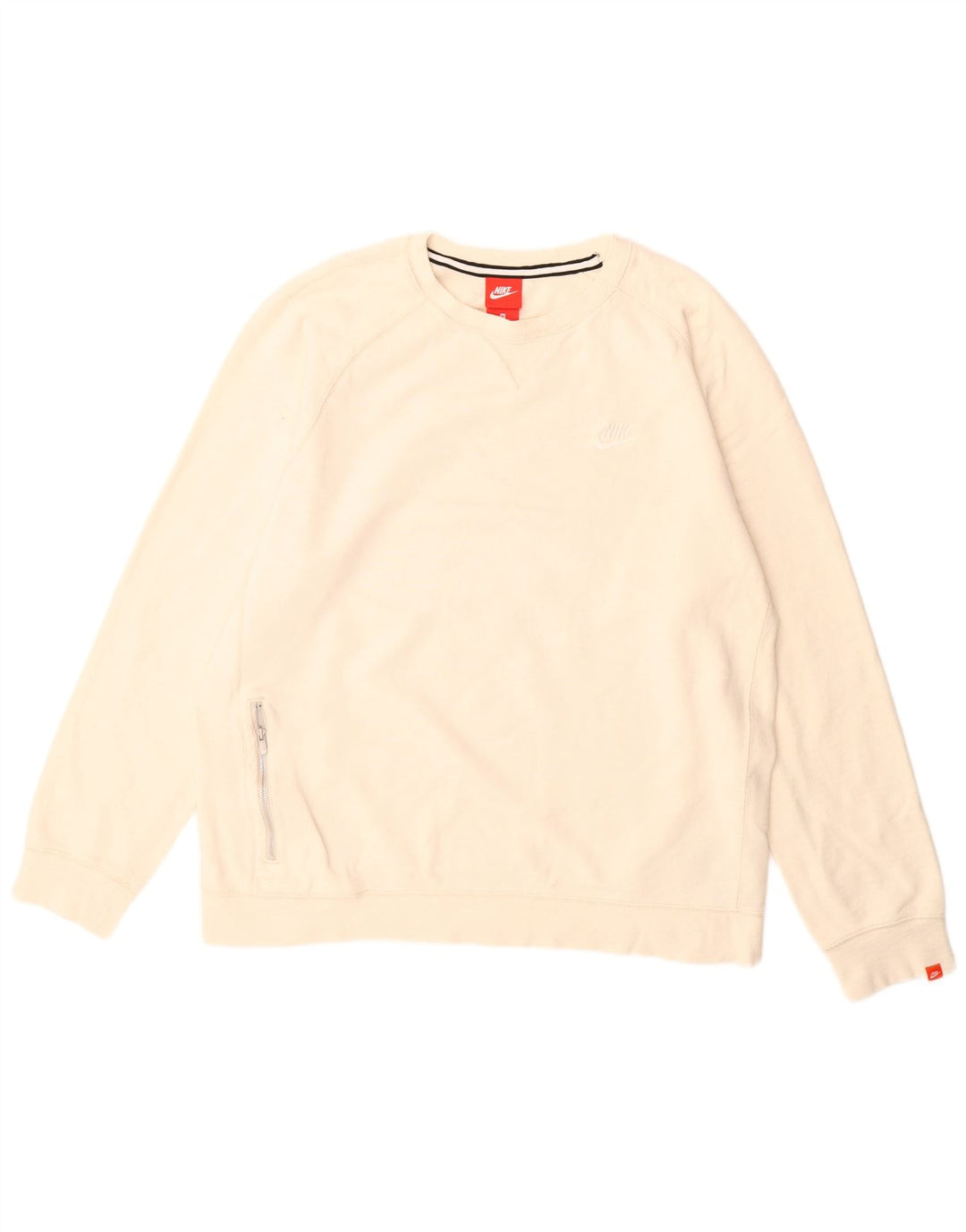 Nike Homme Sweatshirt Jumper XL Blanc Cassé Coton