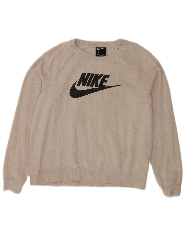 Nike Sweat-shirt graphique pour femme UK 14 Gris moyen en coton moucheté