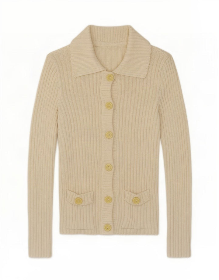 vintage Femme Cardigan Pull Moyen Blanc Cassé