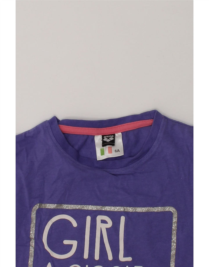 ARENA Girls Graphic T-Shirt Top 5-6 Years Purple Cotton | Vintage Arena | Thrift | Second-Hand Arena | Used Clothing | Messina Hembry 