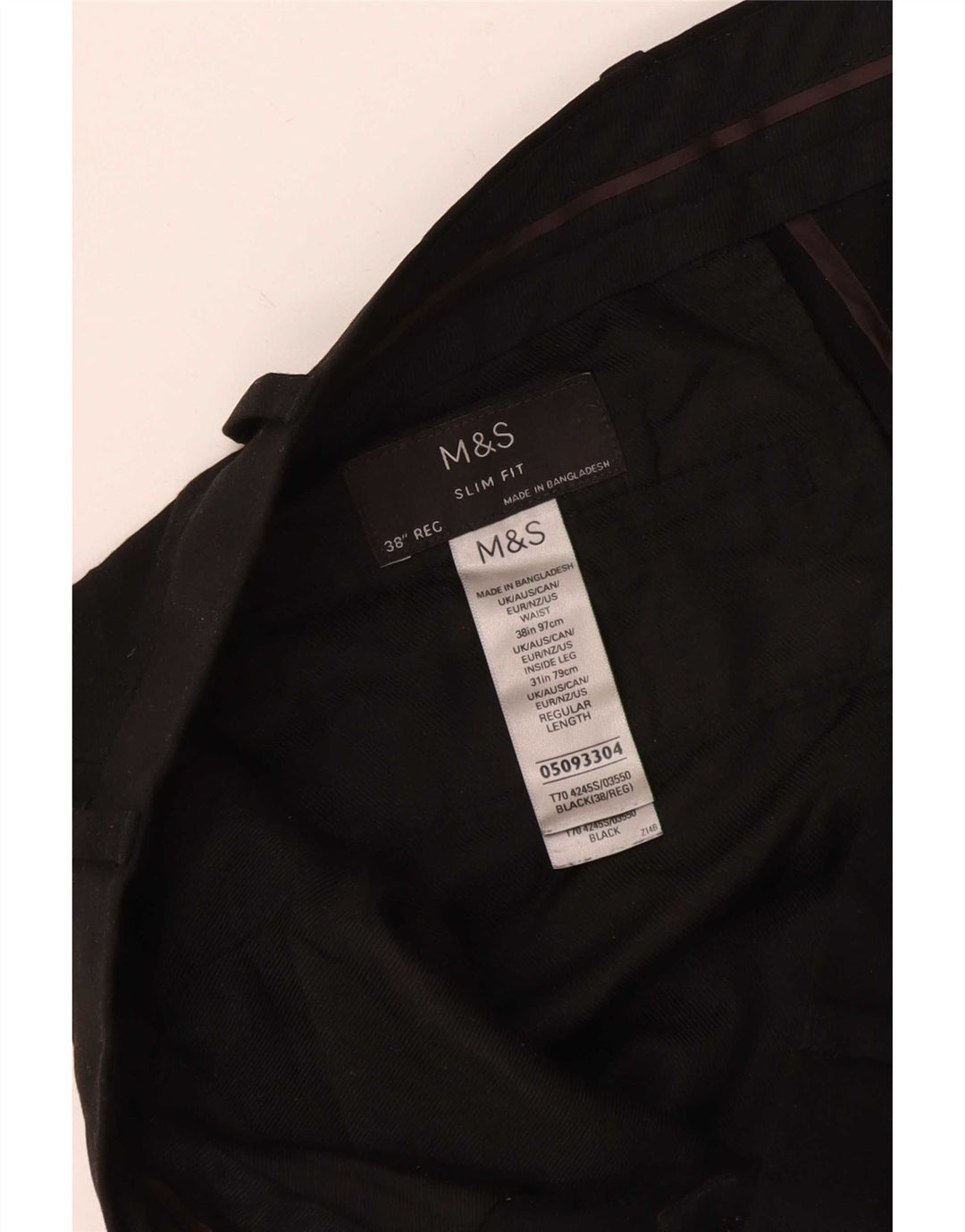 Marks & Spencer Pantalon de costume coupe slim pour homme W38 L28 Noir Polyester
