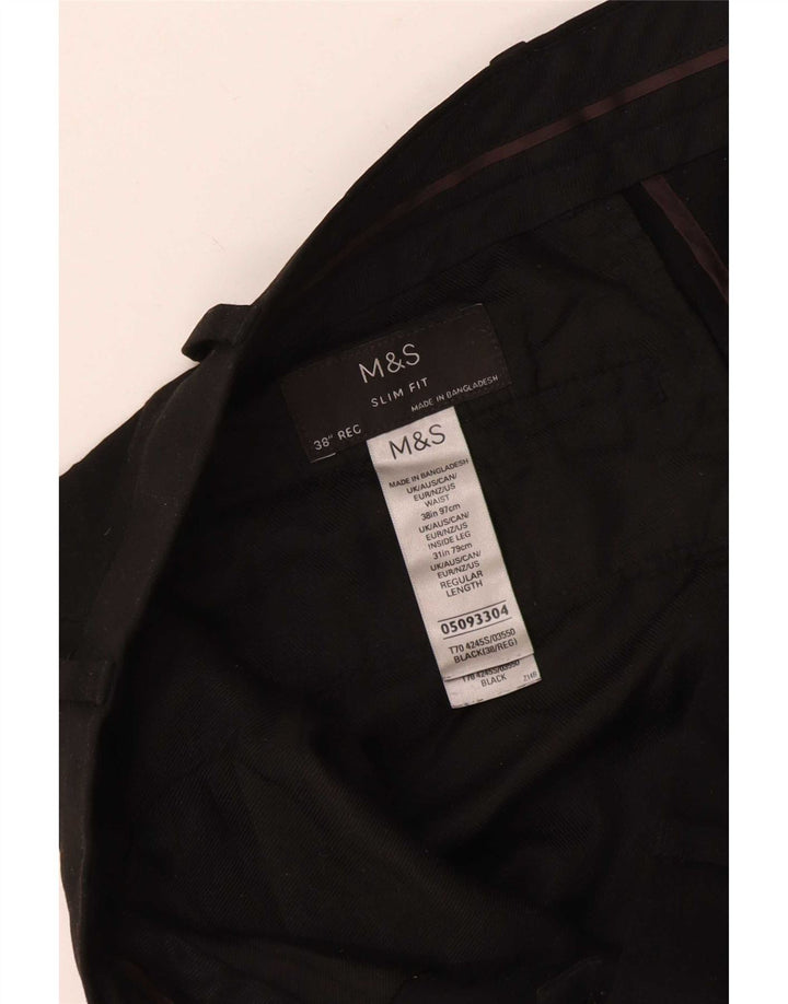 Marks & Spencer Pantalon de costume coupe slim pour homme W38 L28 Noir Polyester