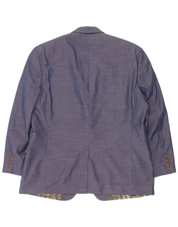 Chaps Veste Blazer 2 Boutons Homme UK 46 3XL Bleu Moucheté Polyester