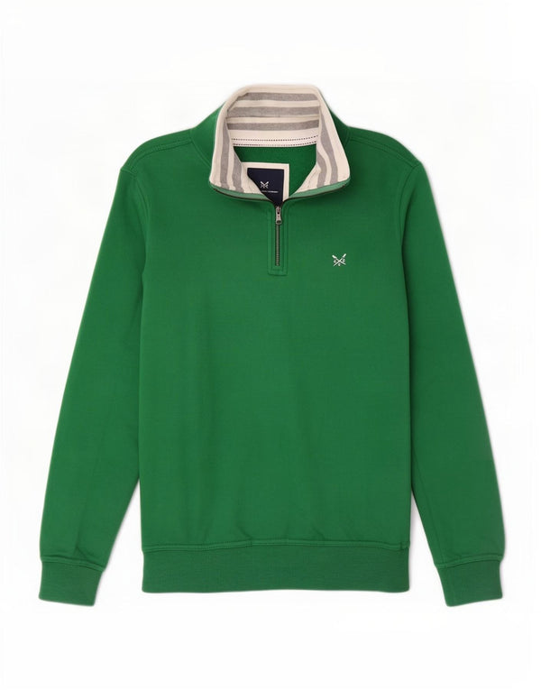 Crew Clothing Sweat-shirt à col zippé pour homme XS en coton vert