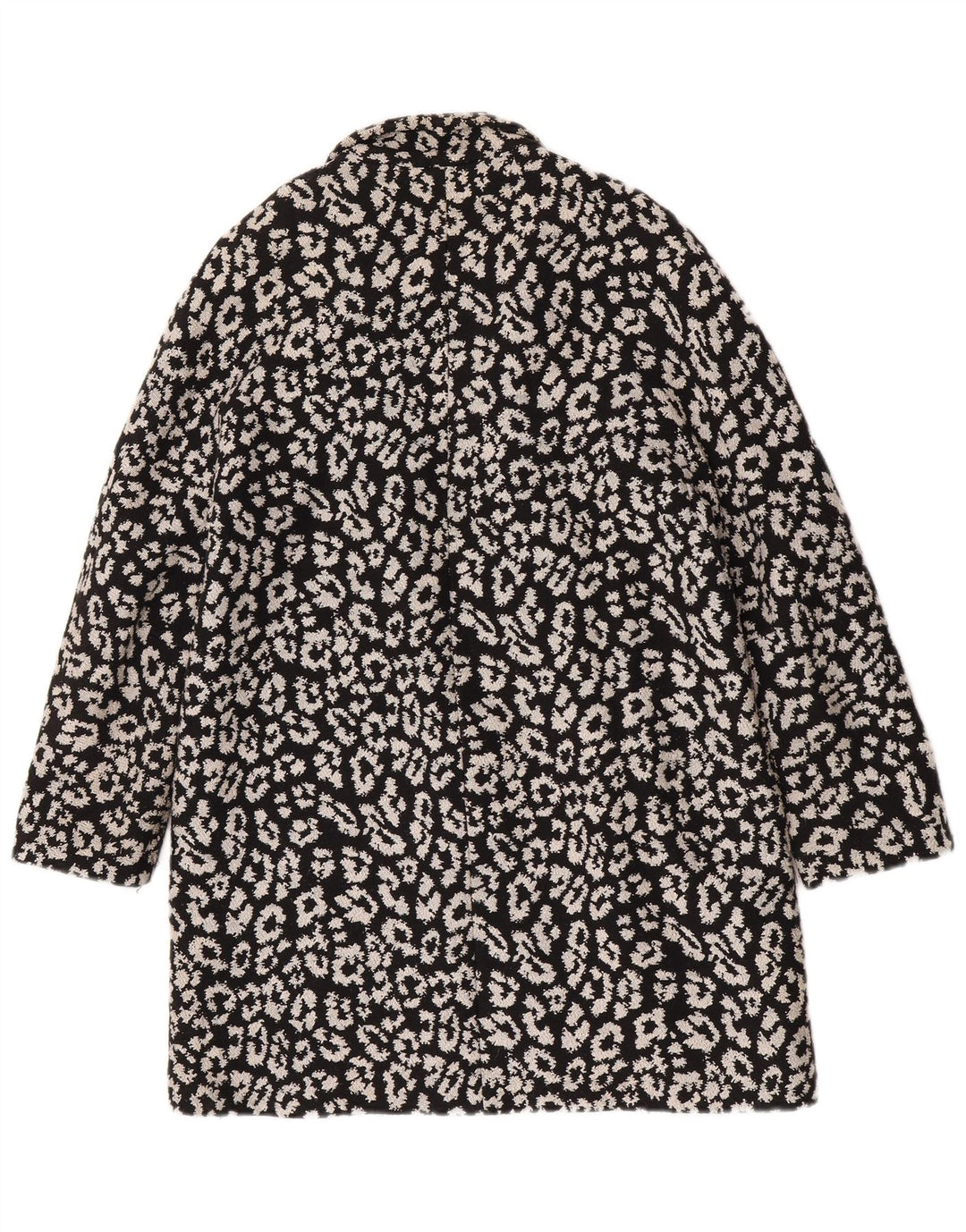 Zara Manteau ouvert à motif abstrait pour femme UK 14 Grand coton noir