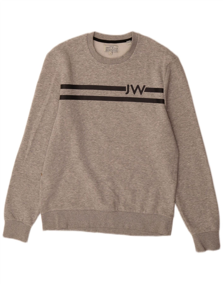 JACK WILLS Sweat-Shirt Graphique Homme Petit Gris Coton