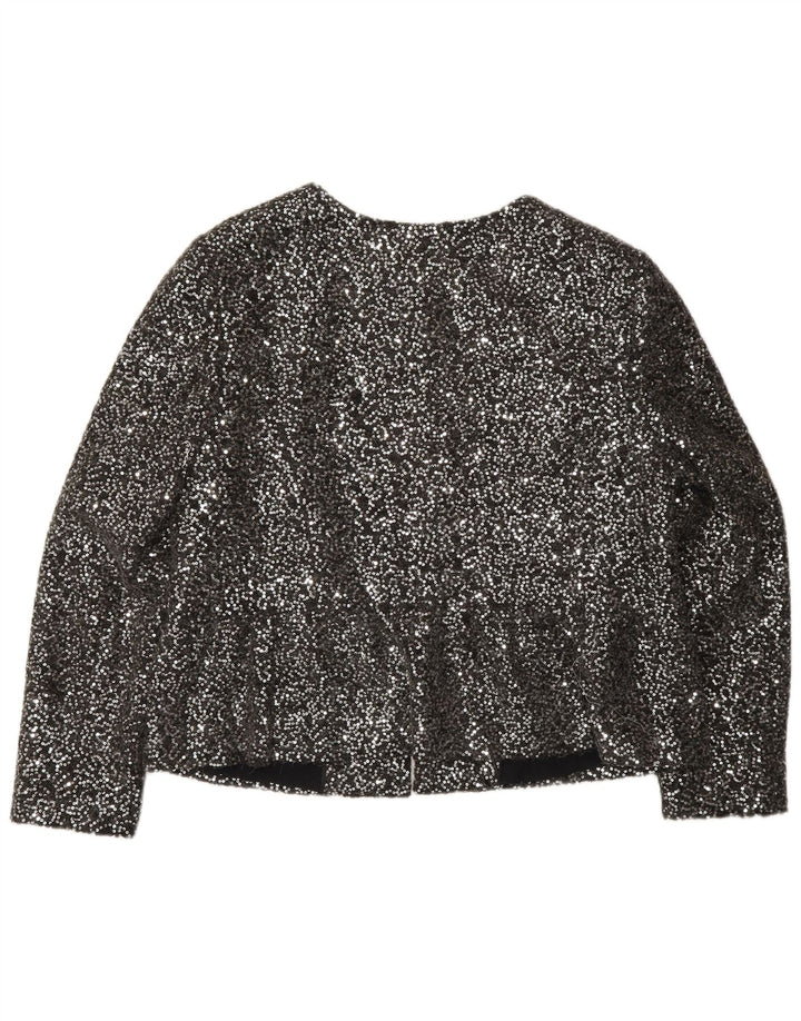 Marks & Spencer Veste blazer à sequins avec fermeture éclair pour femme UK 14 Argenté moyen