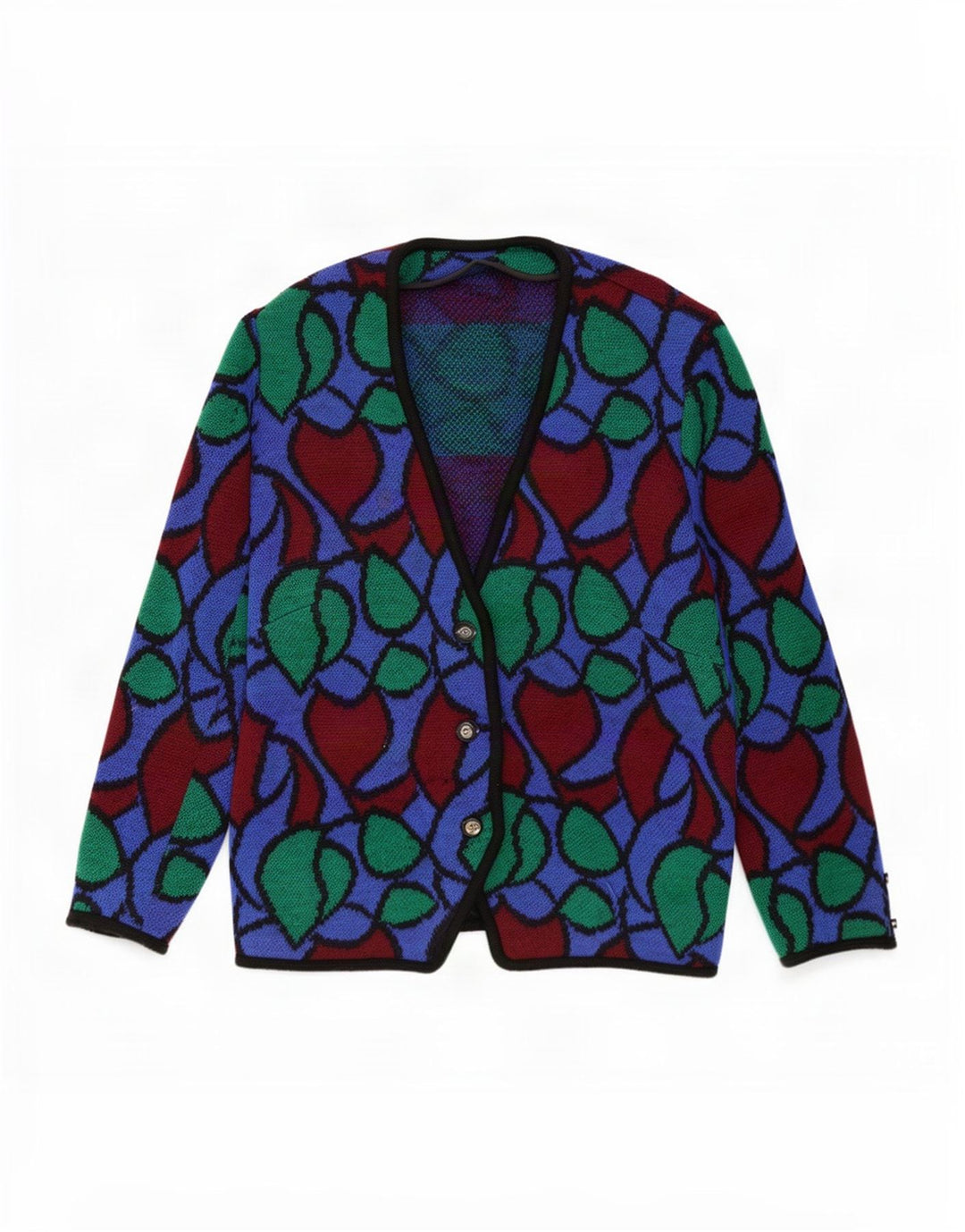 vintage Femmes Motif Abstrait Cardigan Pull UK 18 XL Multicolore