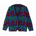 vintage Femmes Motif Abstrait Cardigan Pull UK 18 XL Multicolore