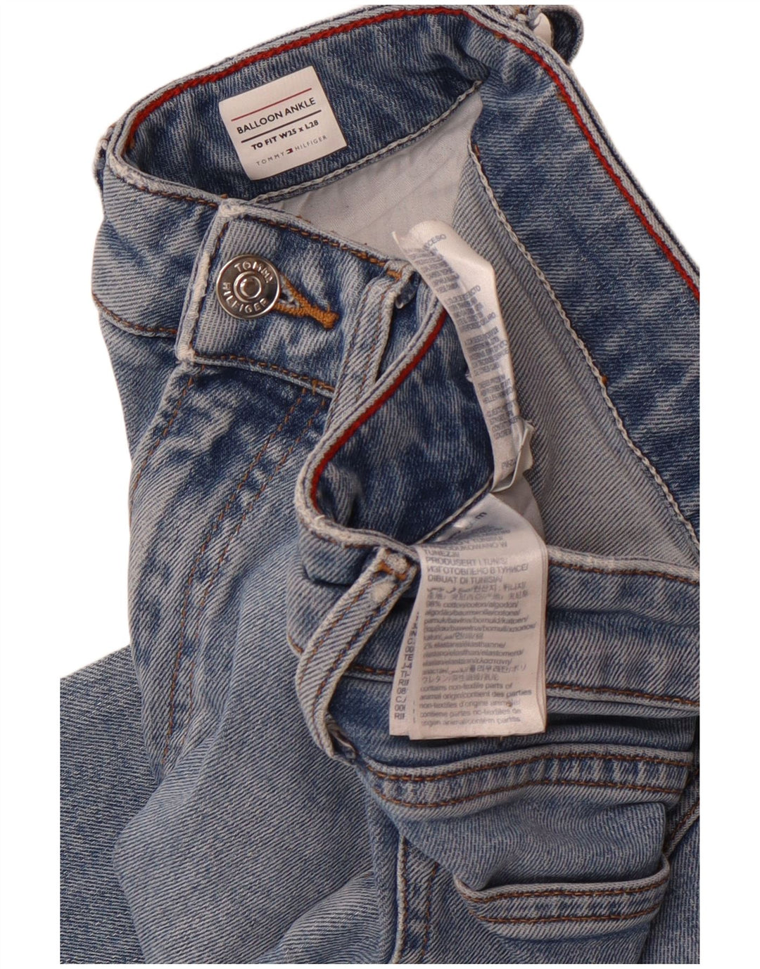 TOMMY HILFIGER Jean fuselé taille haute à jambe ballon pour femme W25 L25 Bleu