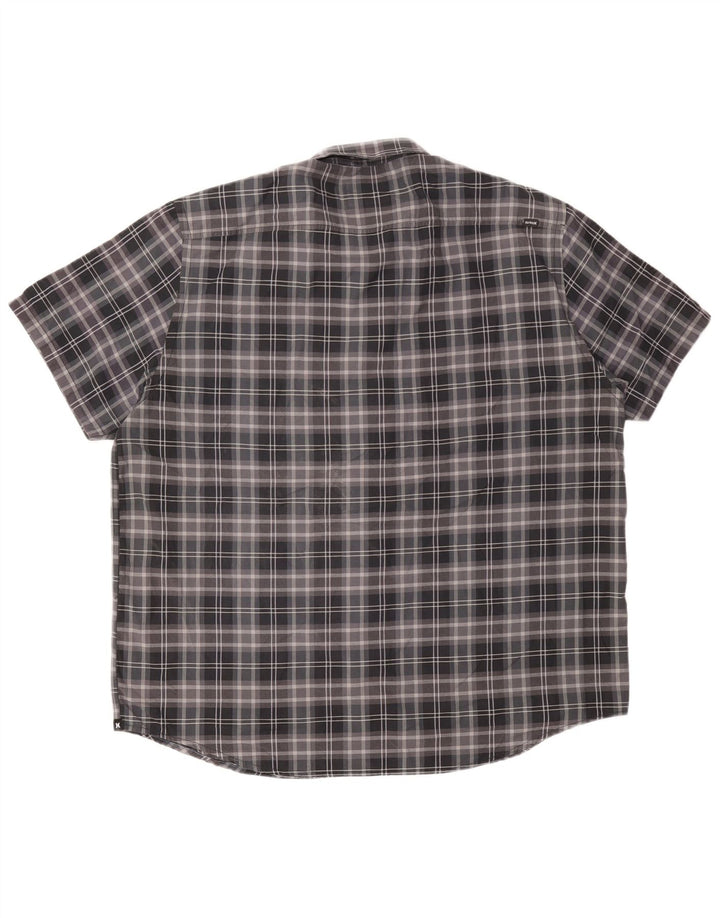 HURLEY Chemise à manches courtes pour homme 2XL en coton à carreaux gris