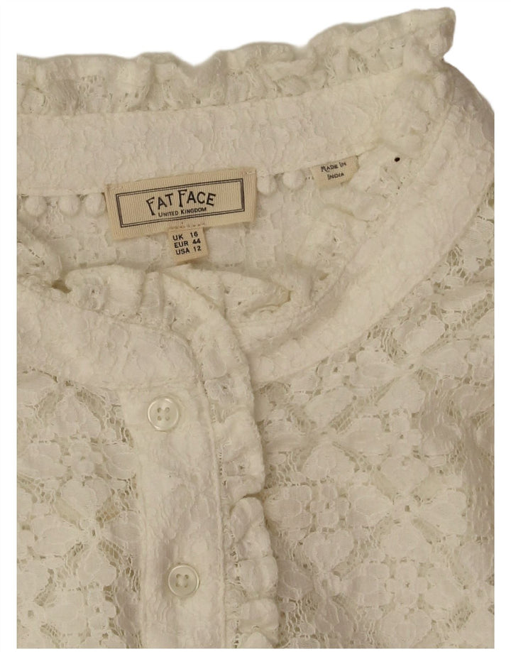 Fat Face Chemisier surdimensionné à manches longues pour femme UK 46 Grand motif floral blanc