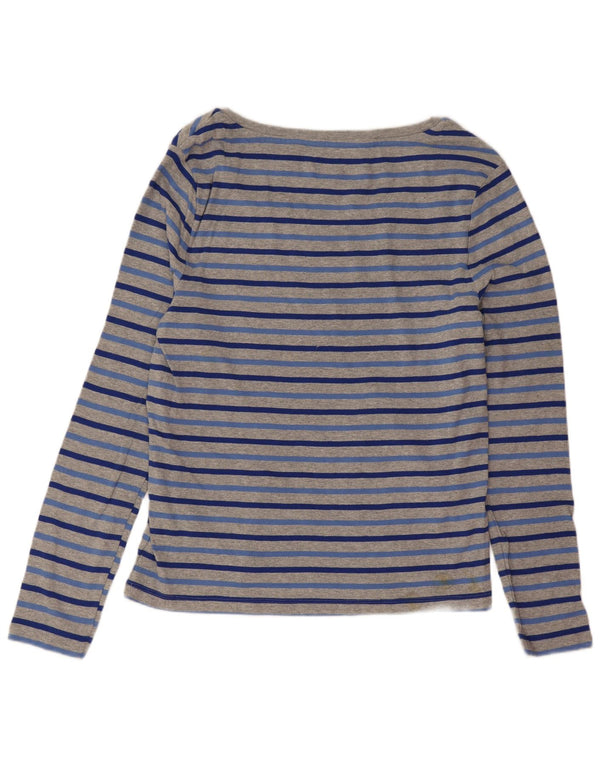 Tommy Hilfiger Haut à manches longues pour femme UK 14 Grand coton rayé gris