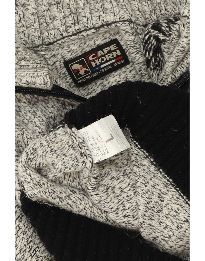 Cape Horn Pull col zippé pour homme Large Gris Colorblock Angora