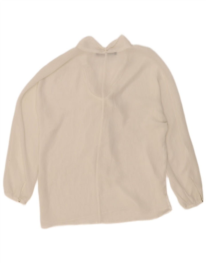 Zara Haut transparent à manches longues et cravate sur le devant pour femme UK 16 Large Blanc