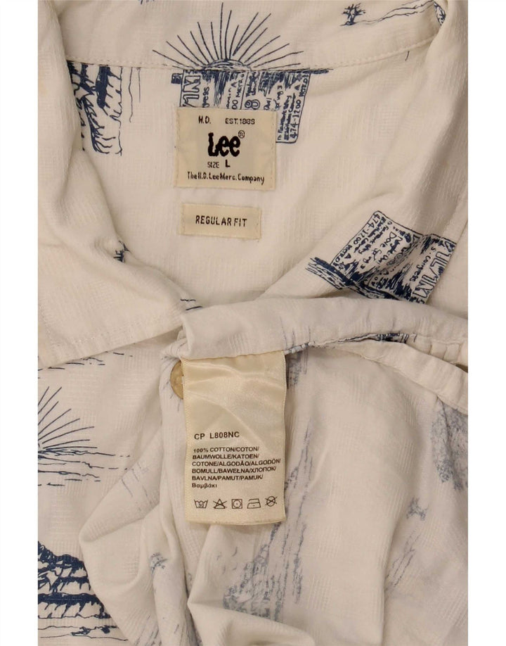 Lee Chemise coupe régulière à motif abstrait pour hommes, grand coton blanc