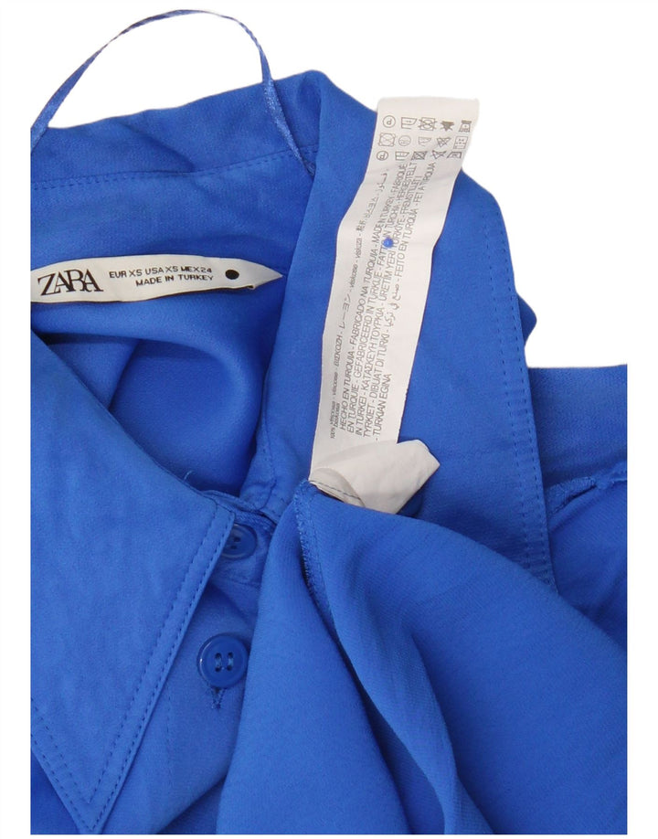 Chemise Femme Zara UK 6 XS Bleu Viscose