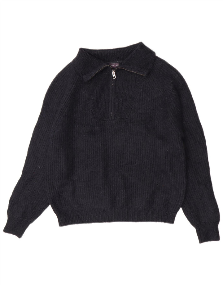 Marks & Spencer Pull à col zippé pour femme UK 14 Bleu marine moyen