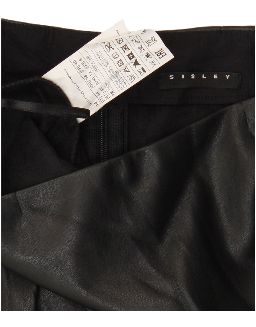 Sisley Jupe asymétrique en cuir pour femme UK 12 Medium W30 Noir Polyester