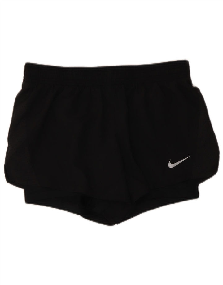 NIKE Short de sport Dri Fit pour femme UK 14 Noir moyen Polyester