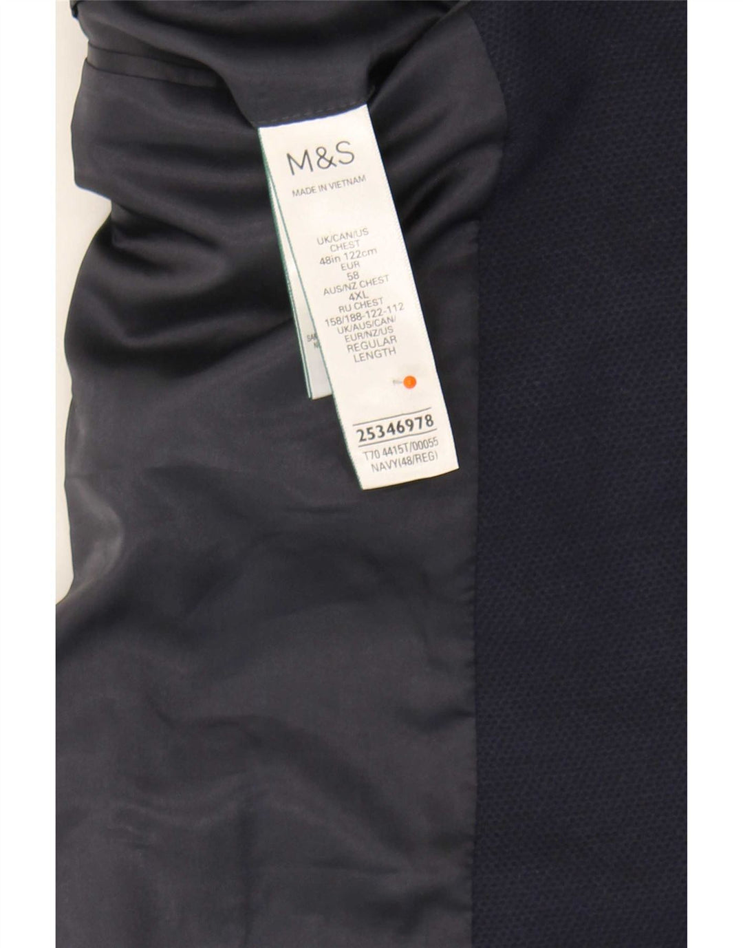 Marks & Spencer Veste blazer à 2 boutons pour homme UK 48 4XL Bleu marine Polyamide
