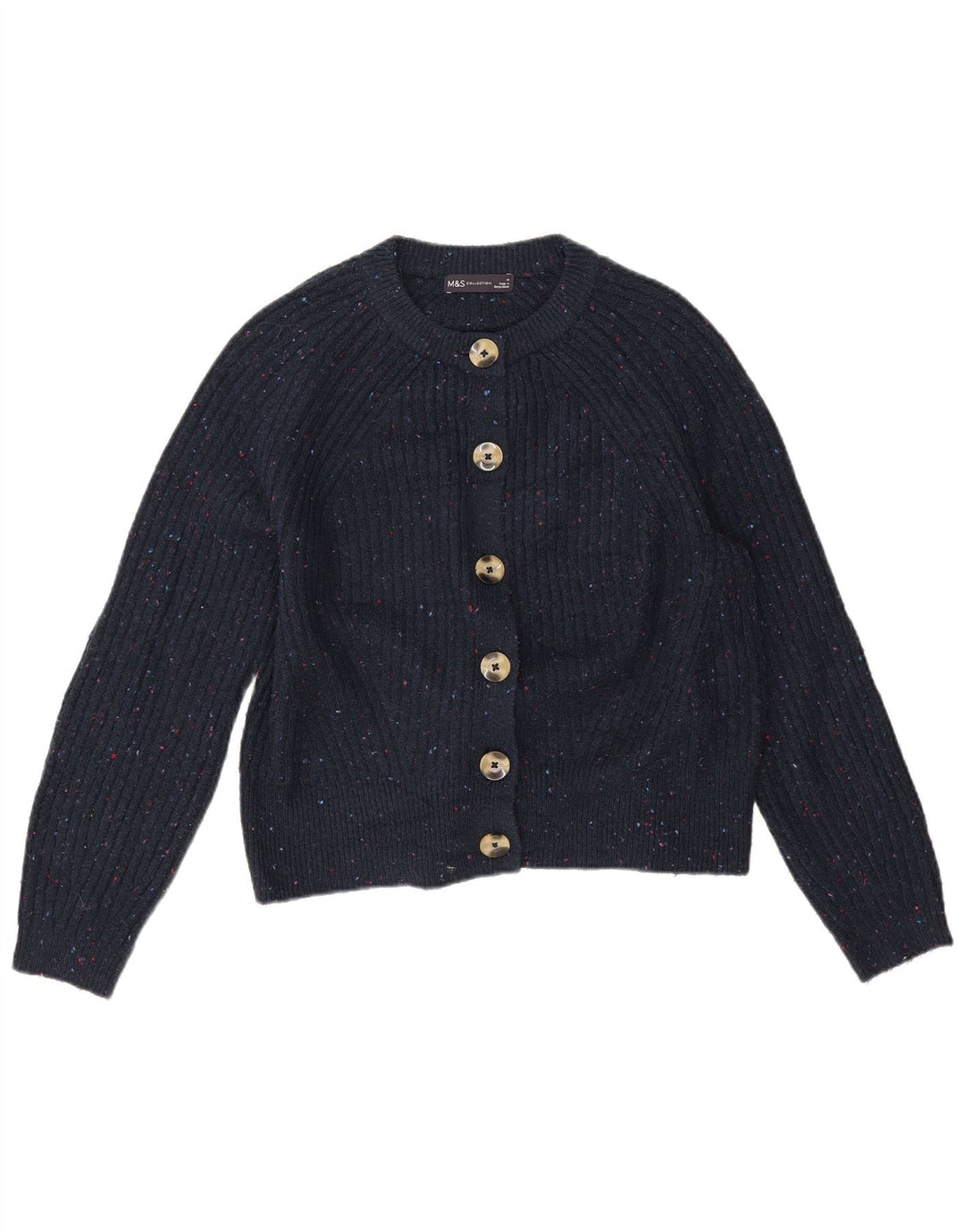 Marks & Spencer Cardigan pour femme UK 14 Bleu marine moyen moucheté