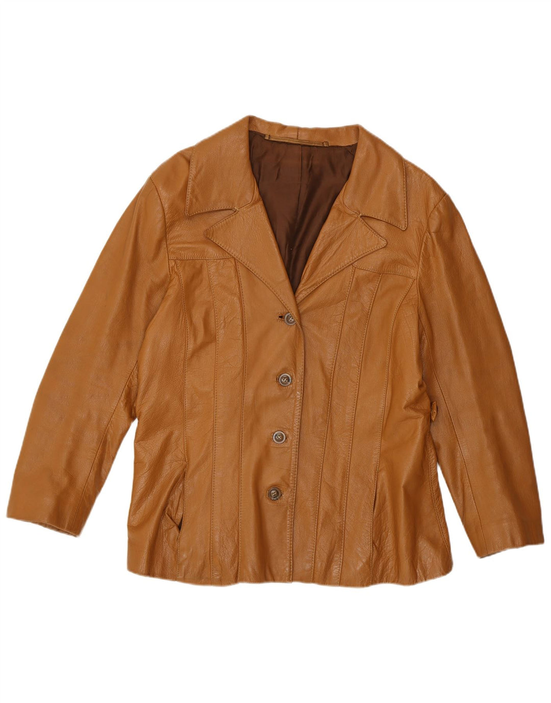 veste en cuir femme vintage UK 12 Brun moyen