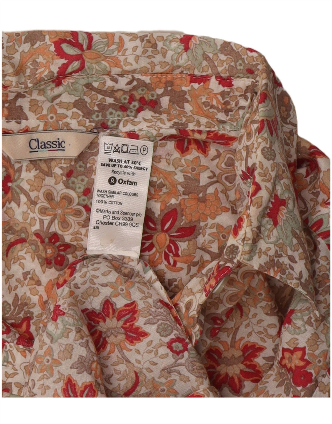 Marks & Spencer Chemise Femme UK 14 Grand Coton Floral Multicolore
