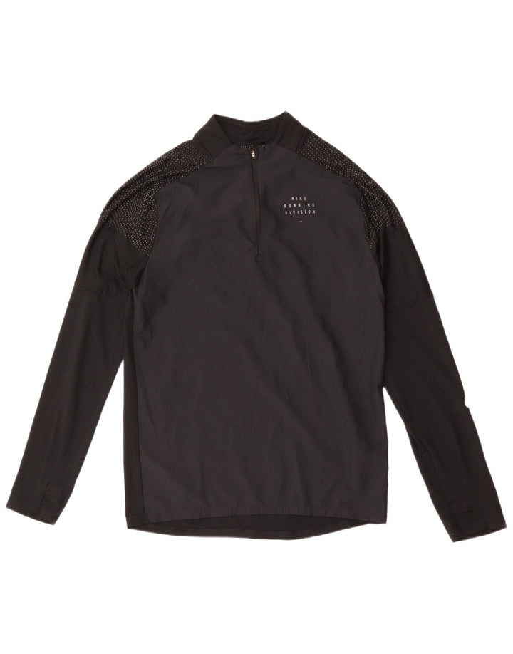 Nike Dri Fit Haut à manches longues avec col zippé et polyester à pois Noir pour homme