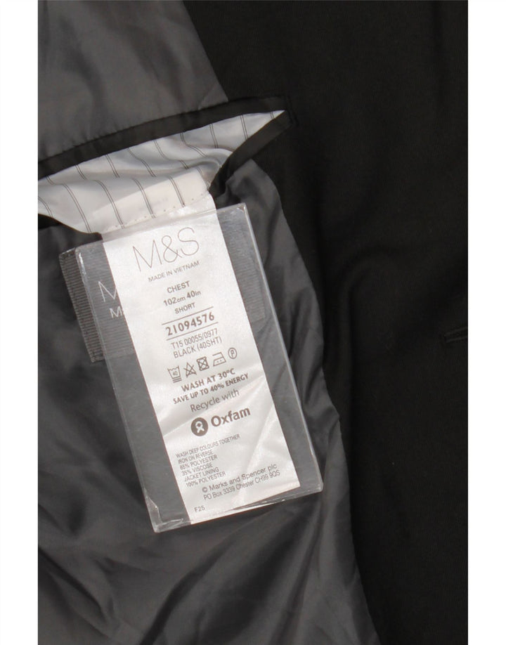 Marks & Spencer Veste blazer courte à 2 boutons pour homme UK 40 Noir moyen