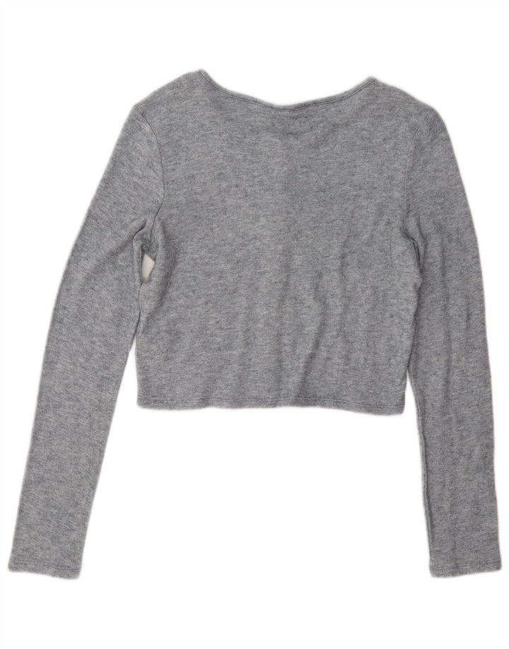 Zara Femme Crop Top UK 44 Gris Moyen Viscose