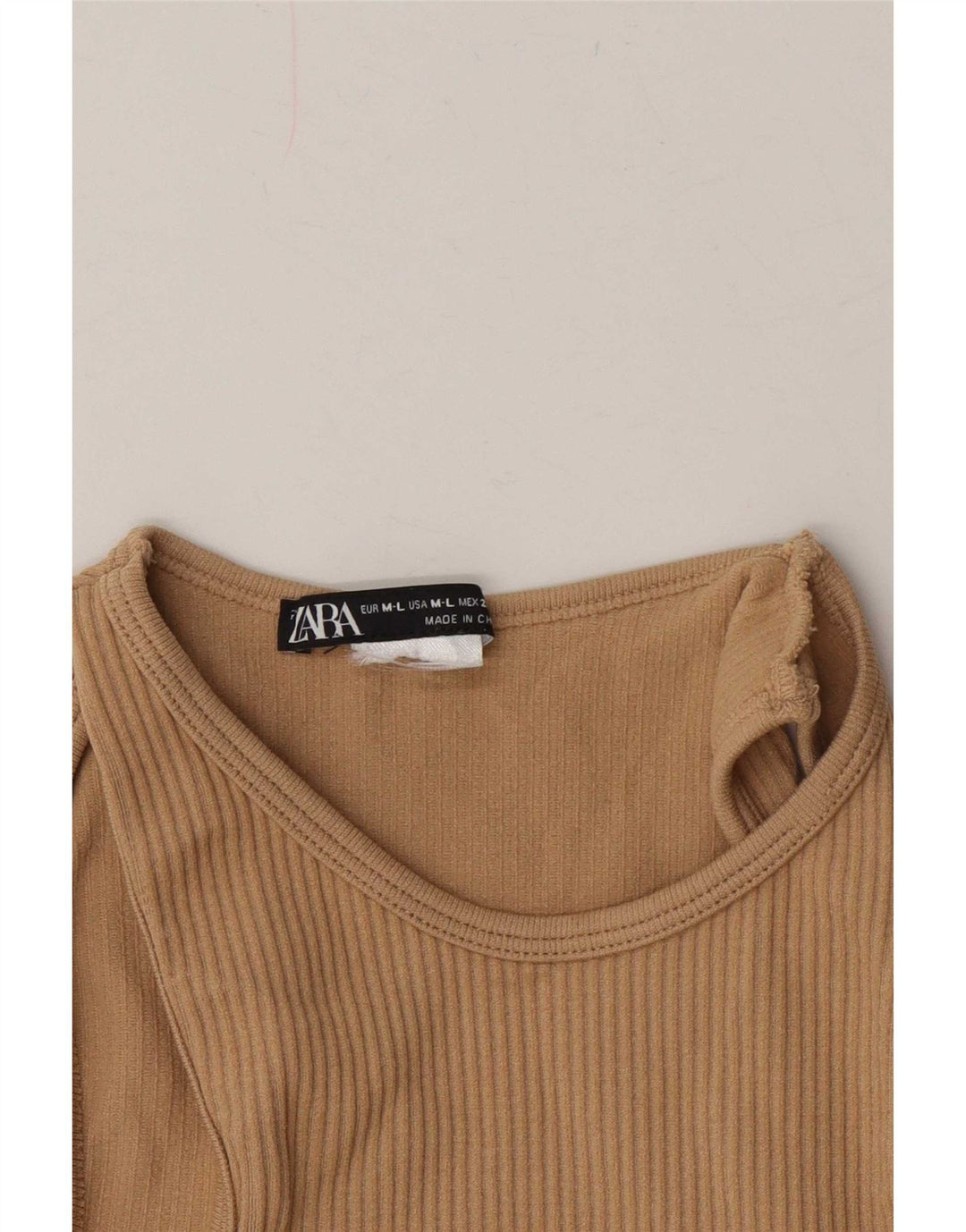 Zara Chemisier court à épaules dénudées pour femme UK 14 Large Beige