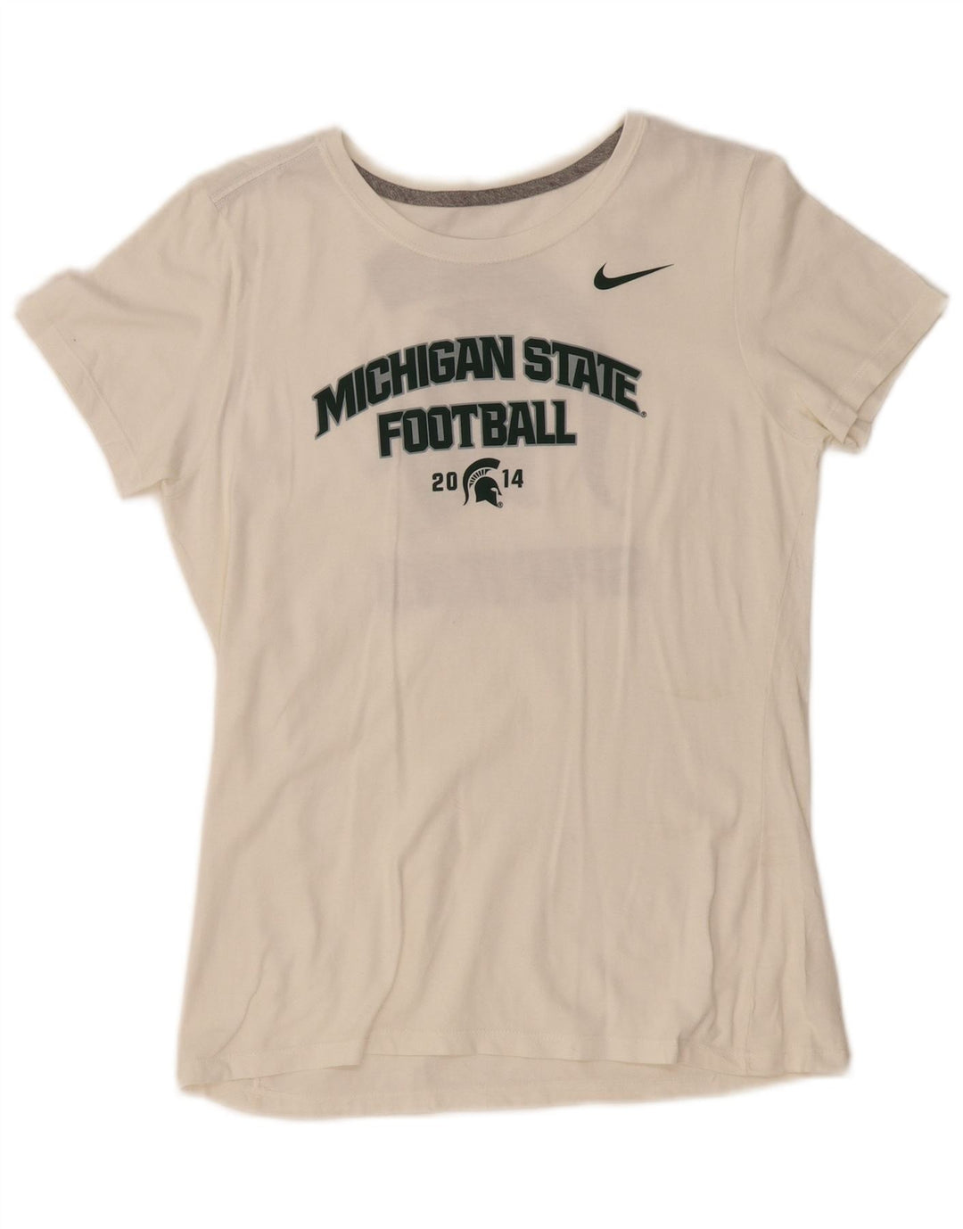NIKE T-shirt graphique Michigan State pour femme UK 12 Medium Off White