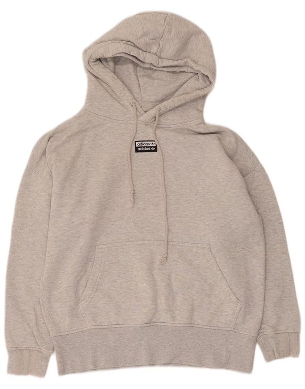 Adidas Pull à capuche surdimensionné pour femme UK 4 XS Gris chiné en coton