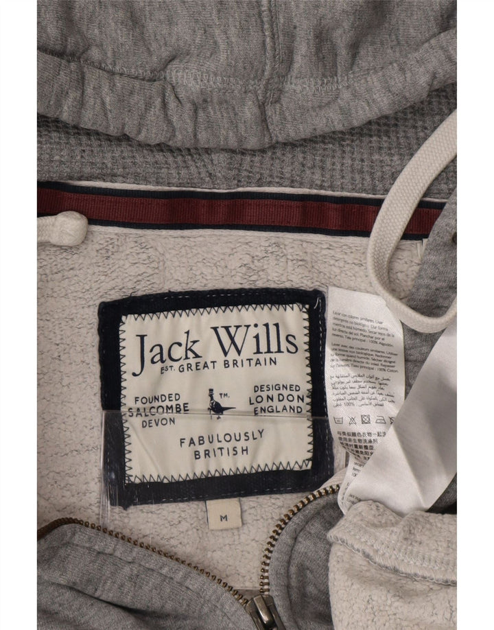 Jack Wills Pull à capuche zippé pour homme en coton gris moyen