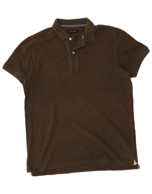 Massimo Dutti Polo Regular Fit Homme Coton Kaki Moyen